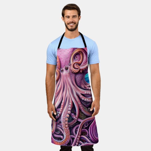 Roze Kraken Octopus Tentacles Schort (Gedragen)