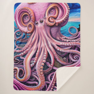 Roze Kraken Octopus Tentacles Sherpa Deken