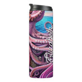 Roze Kraken Octopus Tentacles Thermosbeker (Geroteerd rechts)