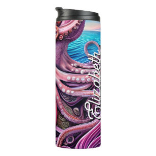Roze Kraken Octopus Tentacles Thermosbeker
