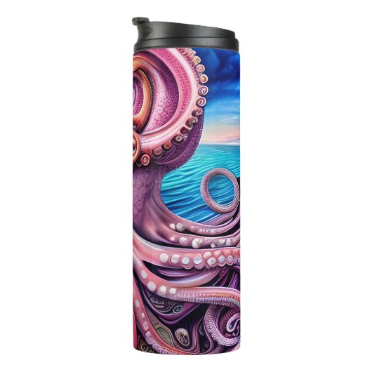 Roze Kraken Octopus Tentacles Thermosbeker (Geroteerd rechts)