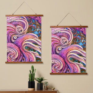 Roze Kraken Tentacles Octopus Hangend Wandkleed