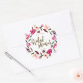 Roze krans bloemig vrijgezellenfeest gunst sticker (Envelop)