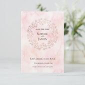 Roze Krans Bruiloft Save The Date (Staand voorkant)