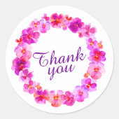 Roze krans dank u waterverf kunst stickers (Voorkant)