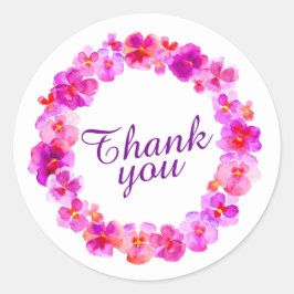 Roze krans dank u waterverf kunst stickers