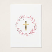 roze krans Eerste Communie herinneringskaart Visitekaartje (Voorkant)