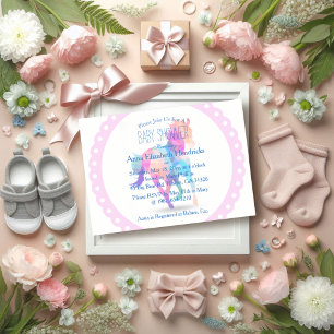 Roze krans geometrisch hardlooppaard Baby shower Kaart