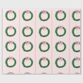 Roze krans kerstcadeauverpakking! cadeaupapier (Vlak)