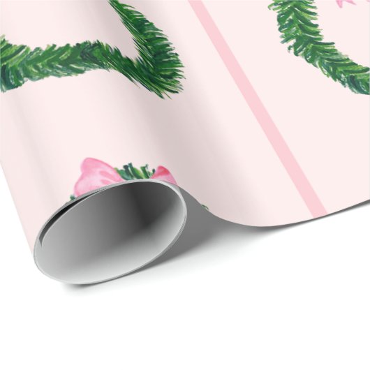 Roze krans kerstcadeauverpakking! cadeaupapier (Rol Hoek)