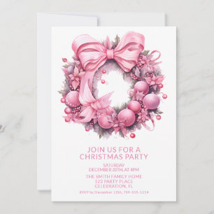 Roze Krans Kerstfeest Uitnodiging