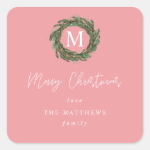Roze Krans Monogram Prettig Kerst Geschenk
