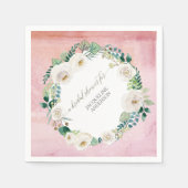 Roze Krans Rustieke Albast Rozens Lofwerk Bloemstu Servet (Voorkant)