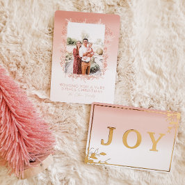 Roze Krans Vrolijke Kerst Mis Foto Folie Feestdagenkaart