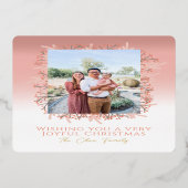 Roze Krans Vrolijke Kerstmis Aangepaste Foto Folie Feestdagenkaart (Achterkant)