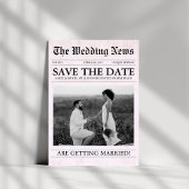Roze krant Moderne foto bruiloft Save The Date