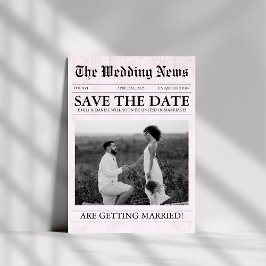 Roze krant Moderne foto bruiloft Save The Date