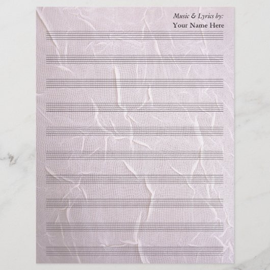 Roze Kreukbare stof Blank Blad Muziek 10 Stave (Voorkant)