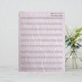Roze Kreukbare stof Blank Blad Muziek 10 Stave (Staand voorkant)