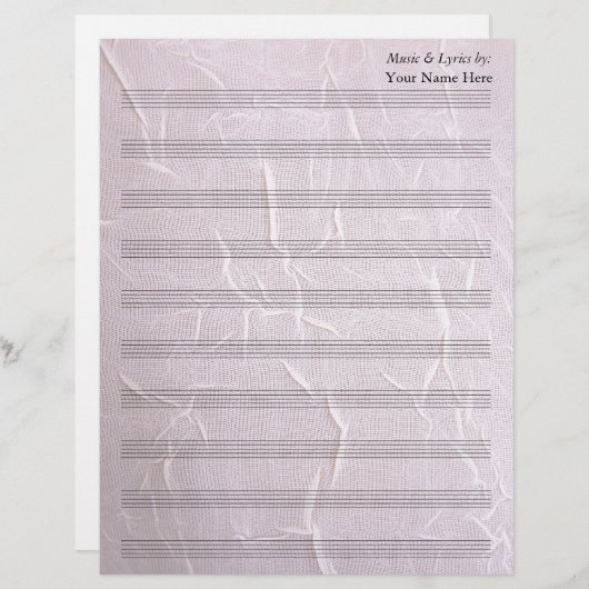 Roze Kreukbare stof Blank Blad Muziek 10 Stave (Voorkant / Achterkant)