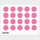 Roze kreukvis ronde sticker (Vel)