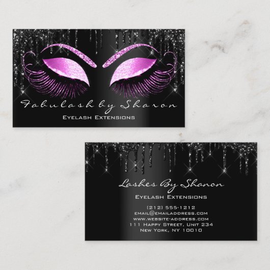 Roze kreupel Eyelash Black Drift Professional Visitekaartje (Voorkant / Achterkant)