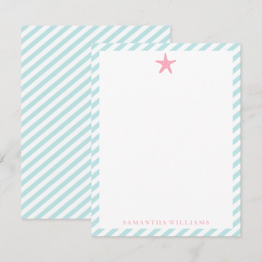 Roze kreupelvis op mintstripes Dank u wel Notitiekaartje (Voorkant / Achterkant)