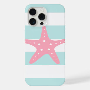 Roze kreupelvis op mintstripes iPhone 15 pro max hoesje