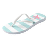 Roze kreupelvis op mintstripes teenslippers (Schuin)