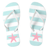 Roze kreupelvis op mintstripes teenslippers (Voetbed)