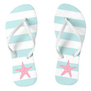 Roze kreupelvis op mintstripes teenslippers