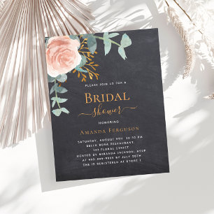 Roze krijtbord budget Bruidsdouche uitnodiging