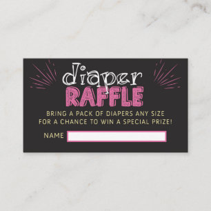 Roze Krijtbord Luier Raffle Ticket Informatiekaartje