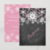 Roze krijtbord stijl trouw RSVP kaart (Voorkant / Achterkant)