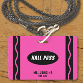 Roze Krijtje Leraar Student Klas Hall Pass Badge