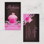 Roze krinktkoekjes chocolade bruin visitekaartje (Voorkant / Achterkant)