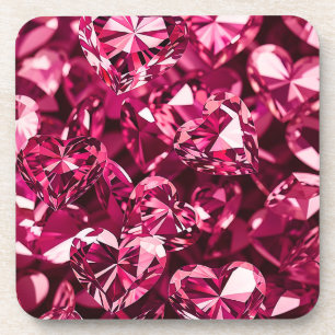 Roze kristal diamanten harten bier onderzetter