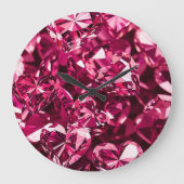 Roze kristal diamanten harten grote klok (Voorkant)