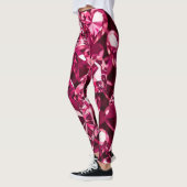 Roze kristal diamanten harten leggings (Links)