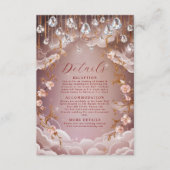 Roze kristal Drops weelderige bloemenbruiloft Informatiekaartje (Voorkant)