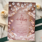 Roze kristal Drops weelderige bloemenbruiloft Kaart