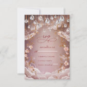 Roze kristal Drops weelderige bloemenbruiloft RSVP Kaartje (Voorkant)