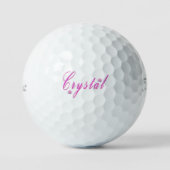 Roze Kristal Meisjesnaam Golfballen (Voorkant)