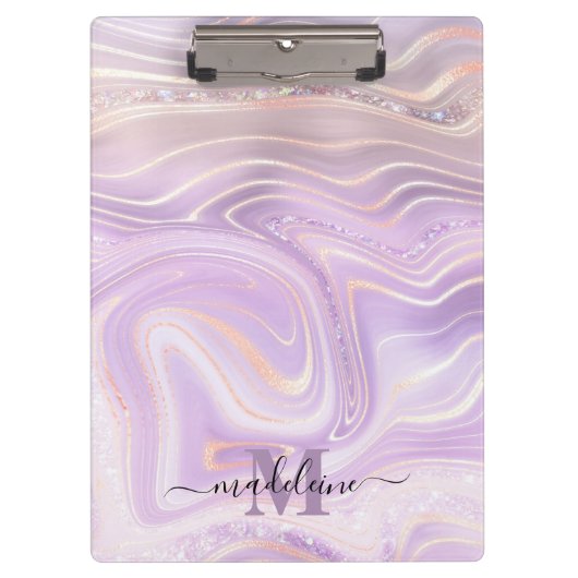 Roze Kristal Monogram Klembord (Voorkant)