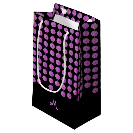 Roze Kristal Strands Monogram Gift Bag Klein Cadeauzakje (Voorkant Gekanteld)
