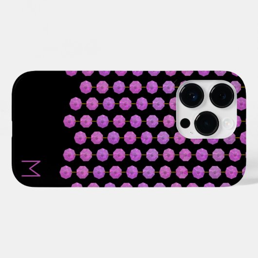 Roze Kristal Strands Monogram Telefoon Case (Achterkant (horizontaal))