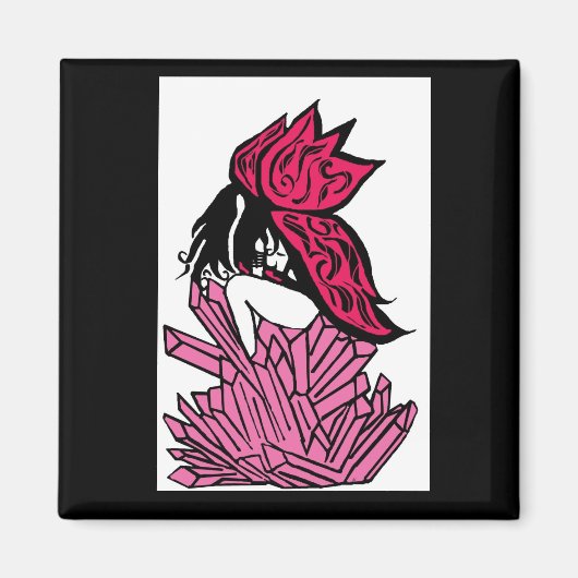 Roze kristalfee magneet (Voorkant)