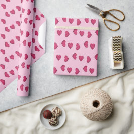 Roze kristallen harten patroon cadeaupapier