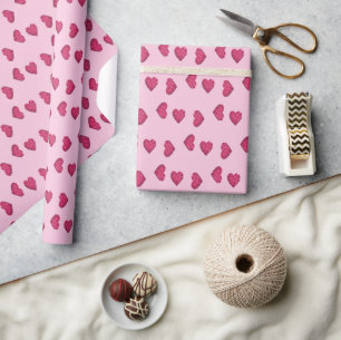 Roze kristallen harten patroon cadeaupapier