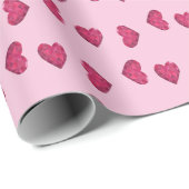 Roze kristallen harten patroon cadeaupapier (Rol Hoek)